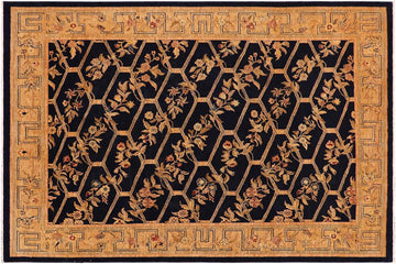 handmade Transitional Kafkaz Chobi Ziegler Blue Gold Hand Knotted RECTANGLE 100% WOOL area rug 9 x 12